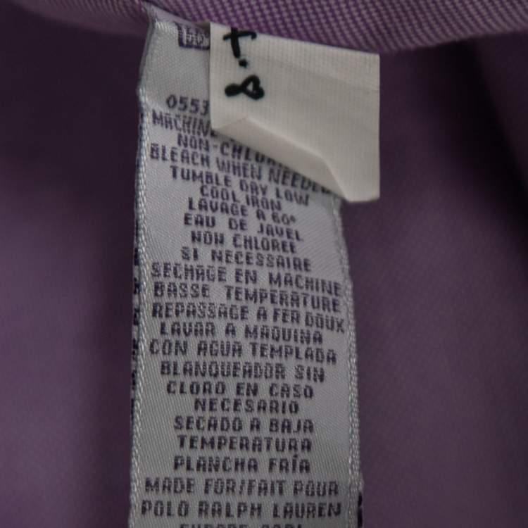 مملوكة مسبقًا Ralph Lauren Lavender Cotton Logo Embroidered Button Down Shirt S