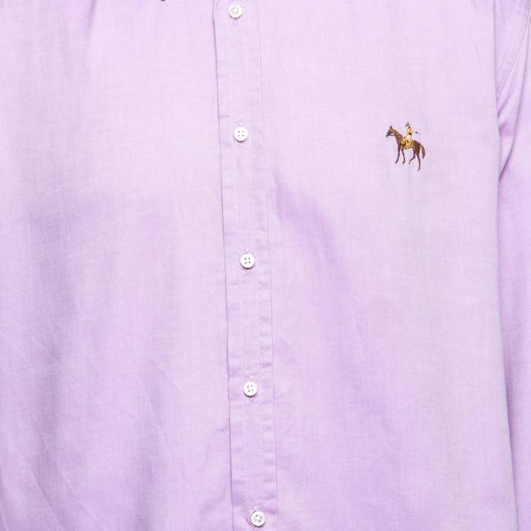 مملوكة مسبقًا Ralph Lauren Lavender Cotton Logo Embroidered Button Down Shirt S