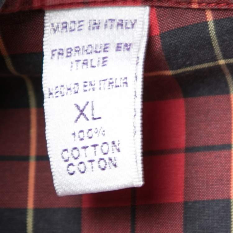 Pre Owned Ralph Lauren Purple Label Red Checked Cotton Button Front Shirt XL 