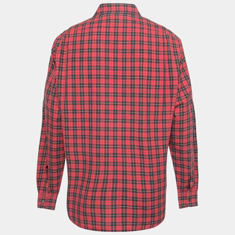 Pre Owned Ralph Lauren Purple Label Red Checked Cotton Button Front Shirt XL 