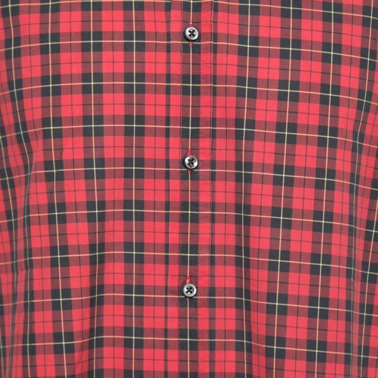 Pre Owned Ralph Lauren Purple Label Red Checked Cotton Button Front Shirt XL 