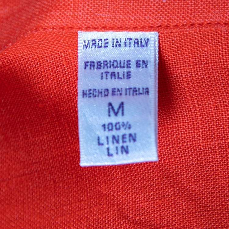 Pre Owned Ralph Lauren Purple Label Orange Linen Button Front Shirt M