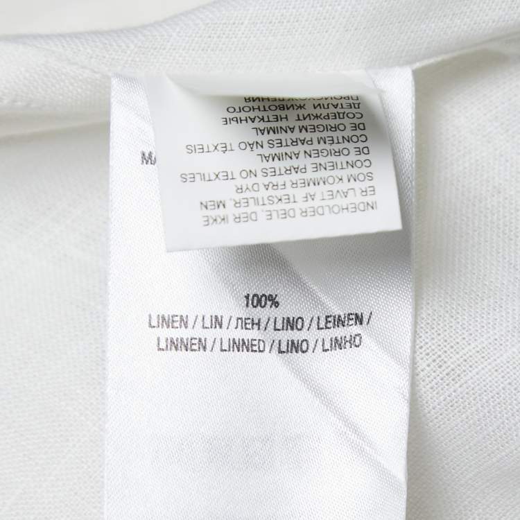 Pre Owned Ralph Lauren Purple Label Bone White Linen Button Front Shirt L