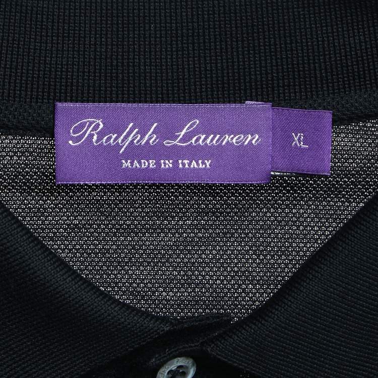 Pre Owned Ralph Lauren Purple Label Black Cotton Pique T-Shirt XL