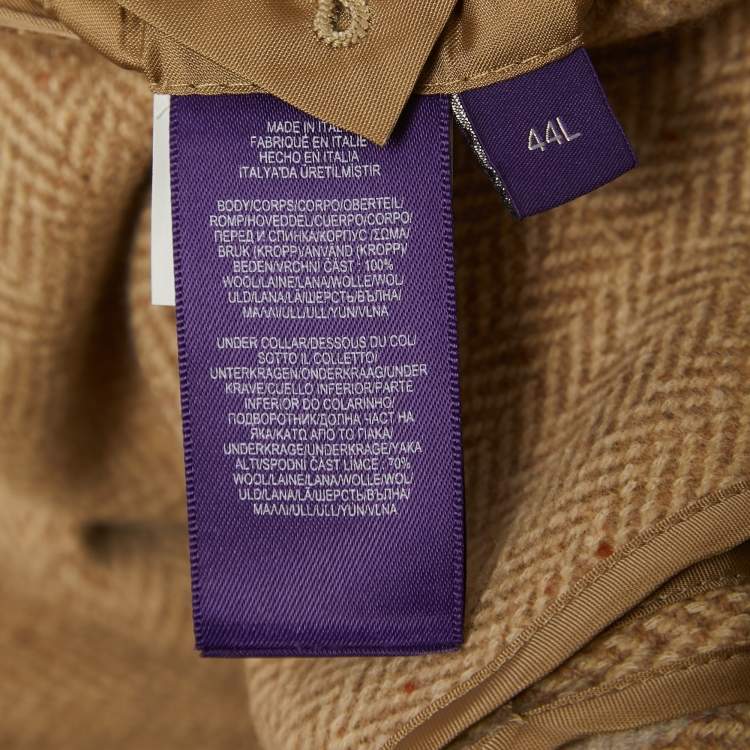 مملوكة مسبقًا Ralph Lauren Purple Label Beige Herringbone Wool Blazer XL
