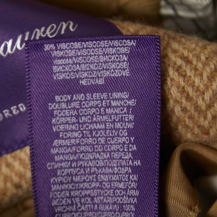 مملوكة مسبقًا Ralph Lauren Purple Label Beige Herringbone Wool Blazer XL