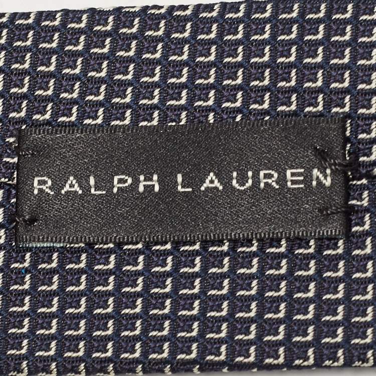 Pre Owned Ralph Lauren Navy Blue Patterned Silk Tie