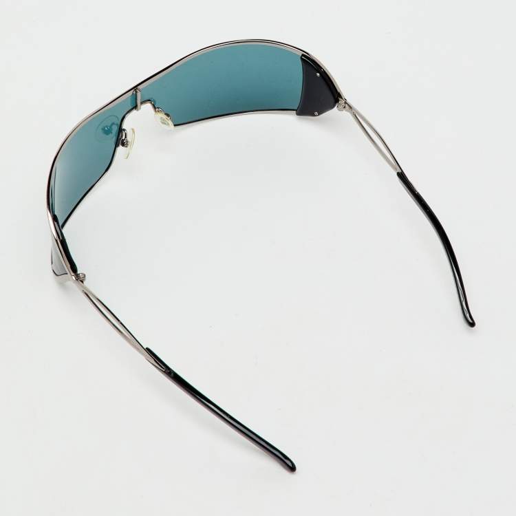 Pre Owned Ralph Lauren Silver Tone/Blue RL914/S Shield Sunglasses