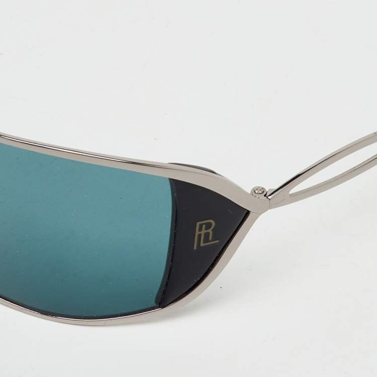 Pre Owned Ralph Lauren Silver Tone/Blue RL914/S Shield Sunglasses