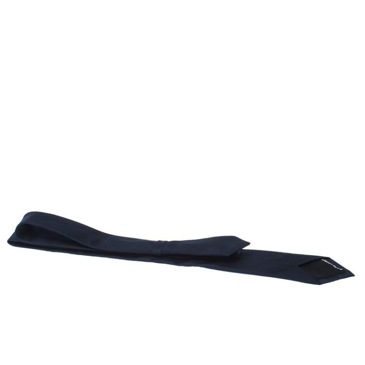 Pre Owned Ralph Lauren Navy Blue Textured Silk Jacquard Tie 