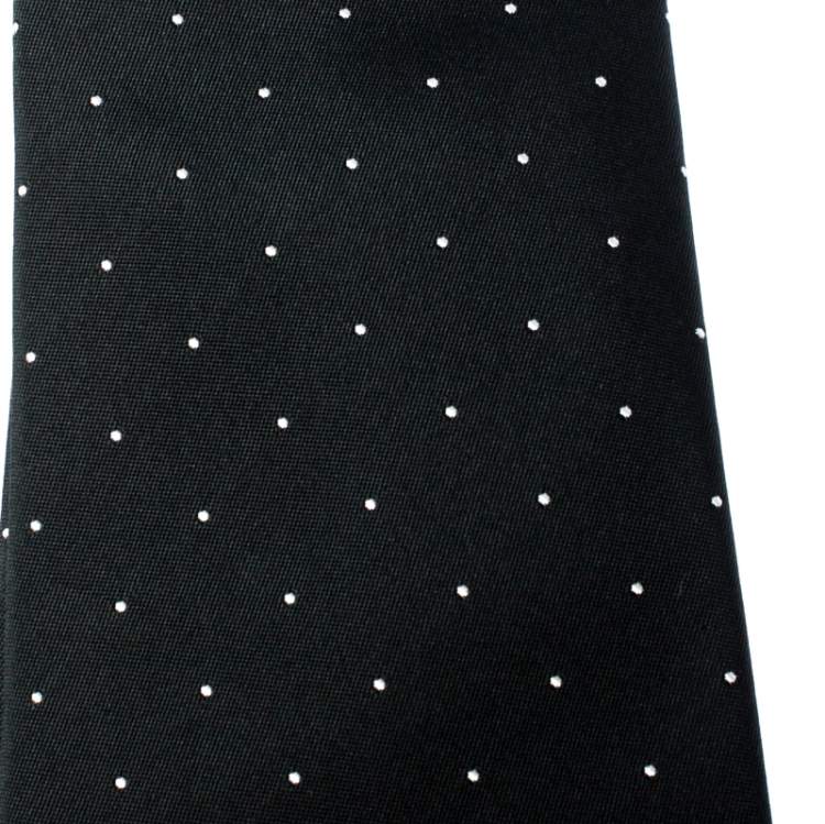 Pre Owned Ralph Lauren Dark Green Dotted Silk Classic TIe