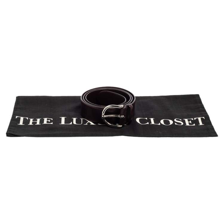 Pre Owned Ralph Lauren Dark Brown Leather Buckle Belt 90CM