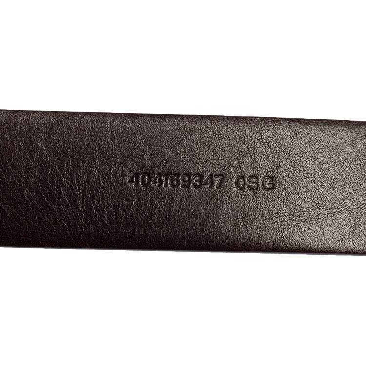 Pre Owned Ralph Lauren Dark Brown Leather Buckle Belt 90CM