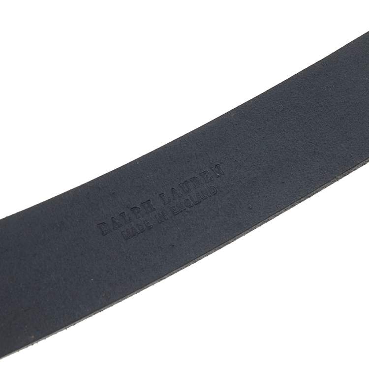 Pre Owned Ralph Lauren Black Leather Logo Belt 90CM