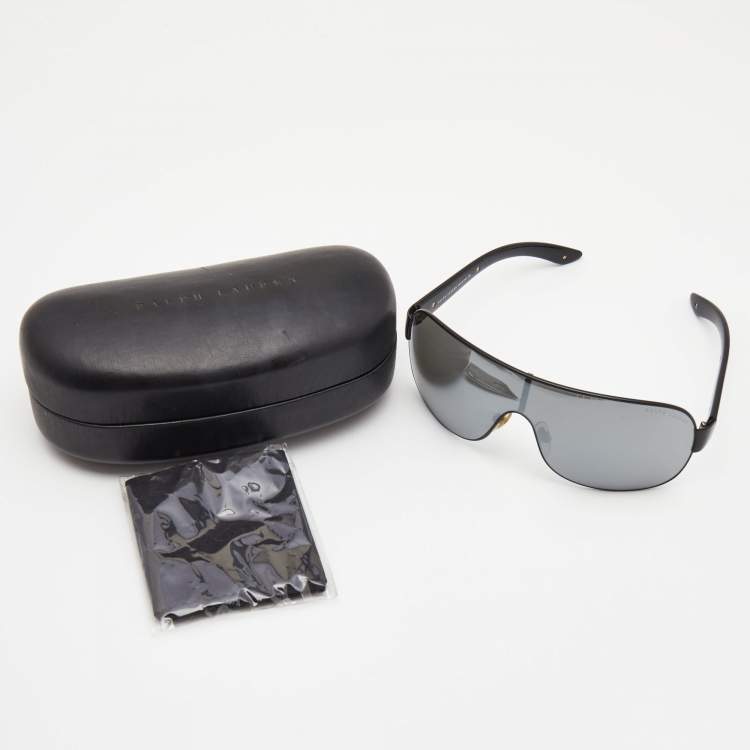 Pre Owned Ralph Lauren Black/Red RL7014 Shield Sunglasses