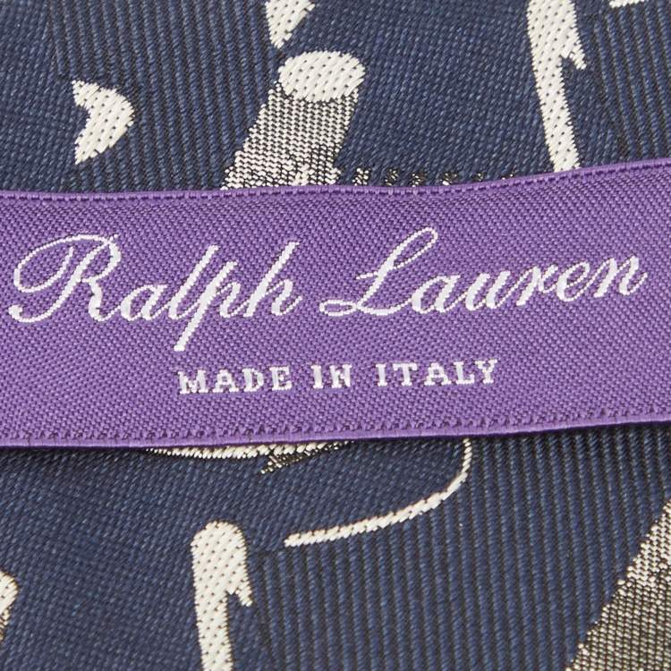 Pre Owned Ralph Lauren Navy Blue Abstract Jacquard Silk Tie