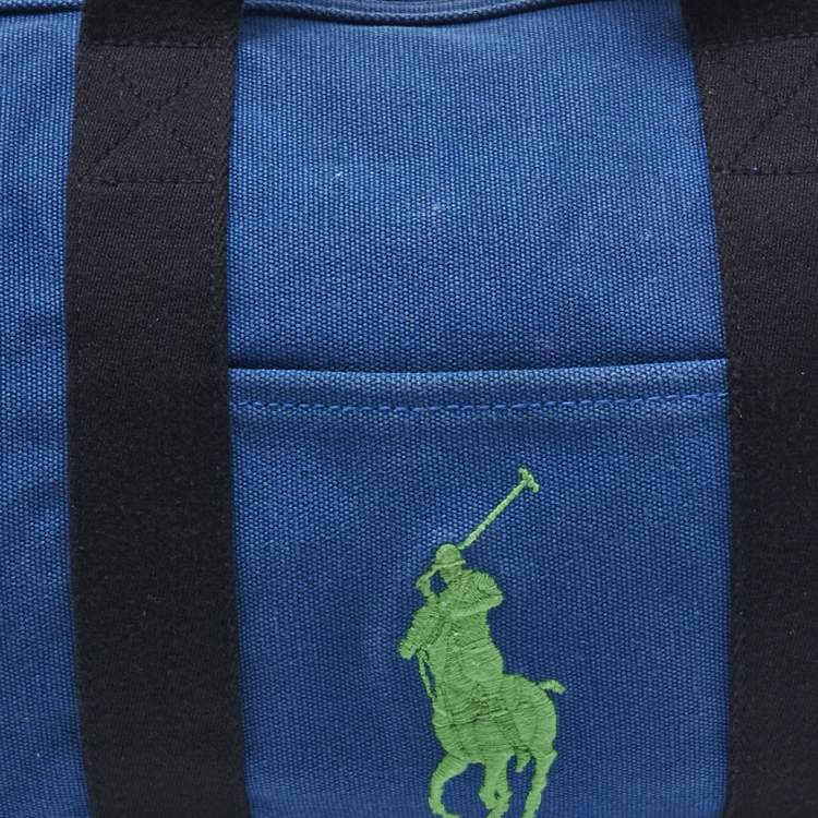 Pre Owned Ralph Lauren Blue Canvas Embroidered Duffel Bag