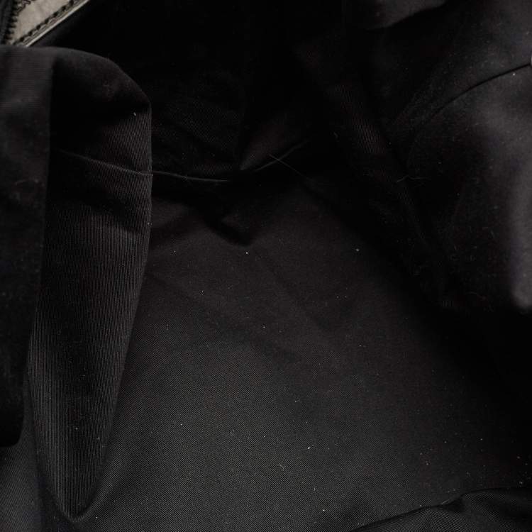 Pre Owned Ralph Lauren Black Leather and Nylon Striped Duffel Bags