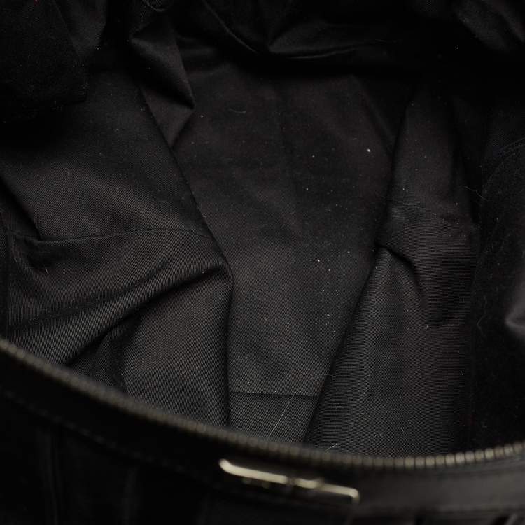 Pre Owned Ralph Lauren Black Leather and Nylon Striped Duffel Bags