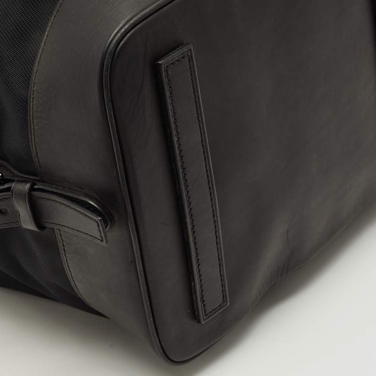 Pre Owned Ralph Lauren Black Leather and Nylon Striped Duffel Bags