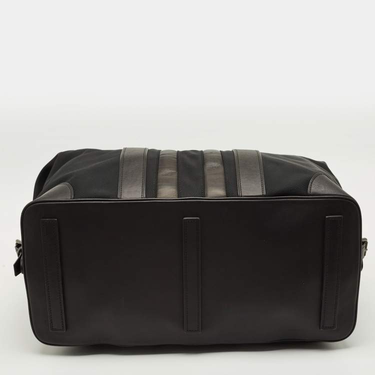 Pre Owned Ralph Lauren Black Leather and Nylon Striped Duffel Bags