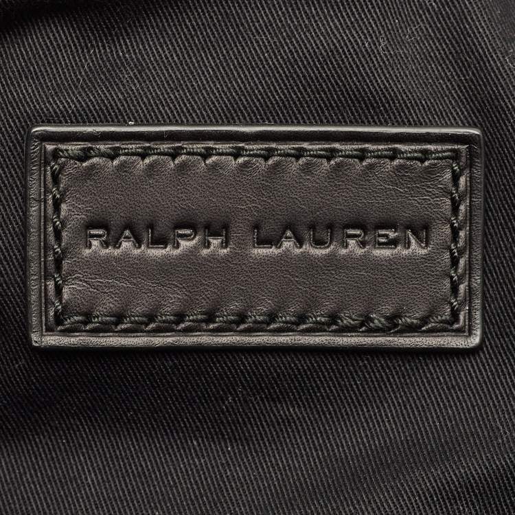 Pre Owned Ralph Lauren Black Leather and Nylon Striped Duffel Bags