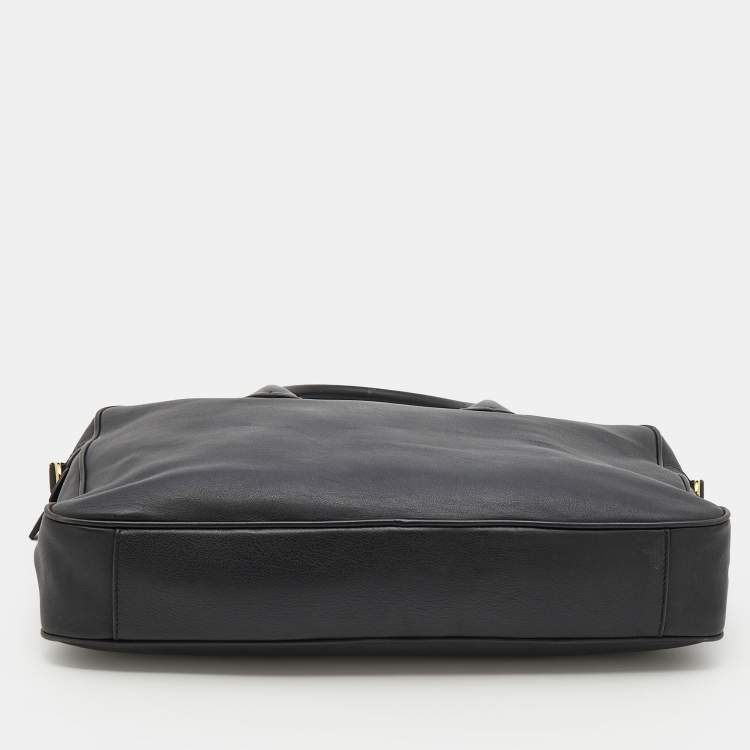 Pre Owned Ralph Lauren Black Leather Briefcase Bag