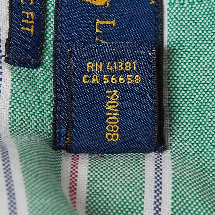 Pre Owned Ralph Lauren Green Striped Cotton Classic Fit Shirt XXL