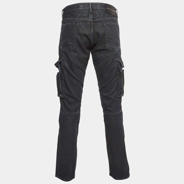 Pre Owned Ralph Lauren Blue Washed Denim Cargo Jeans M Waist 32"