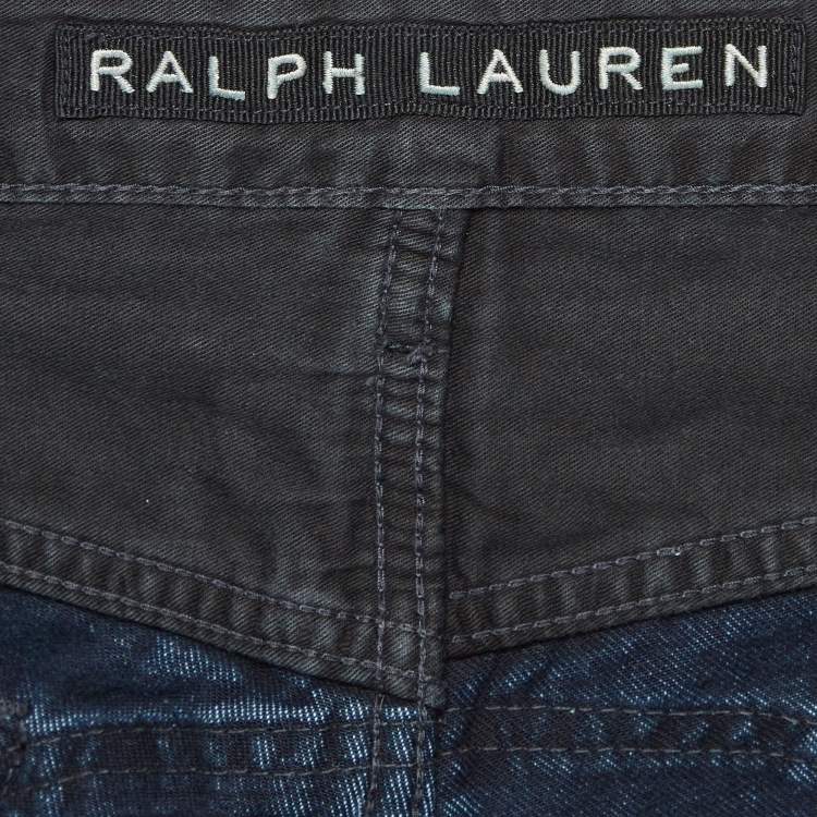 Pre Owned Ralph Lauren Blue Washed Denim Cargo Jeans M Waist 32"