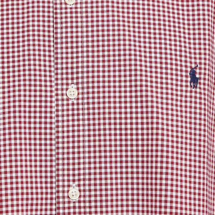 Pre Owned Ralph Lauren Red Gingham Poplin Lon Sleeve Shirt XXL