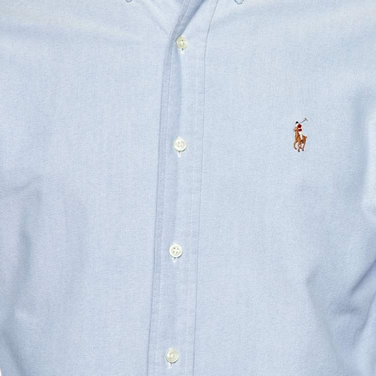Pre Owned Ralph Lauren Light Blue Cotton Custom Fit Button Down Shirt S