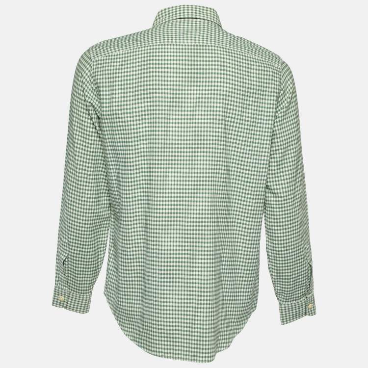 Pre Owned Ralph Lauren Rugby Vintage Green Gingham Check Cotton Shirt M