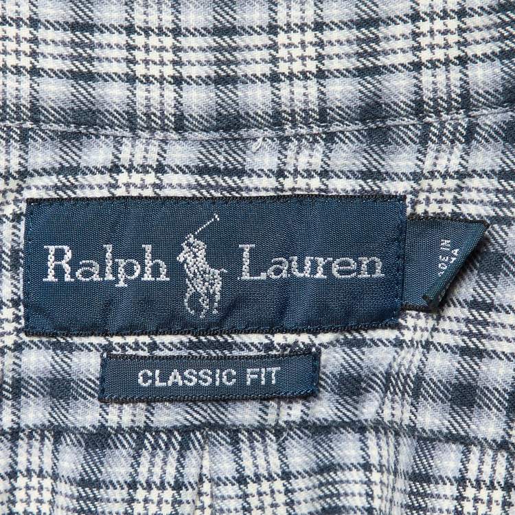 Pre Owned Ralph Lauren Blue Checked Cotton Classic Fit Button Down Shirt S
