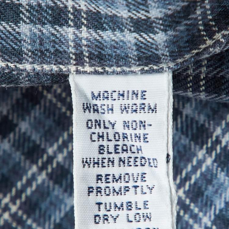 Pre Owned Ralph Lauren Blue Checked Coton Classic Fit Button Down Shirt S