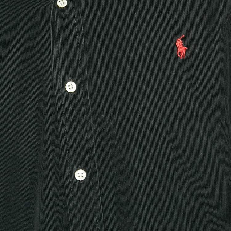 Pre Owned Ralph Lauren Black Corduroy Button Front Shirt L
