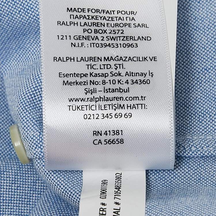 Pre Owned Ralph Lauren Blue Cotton Long Sleeve Shirt XXL