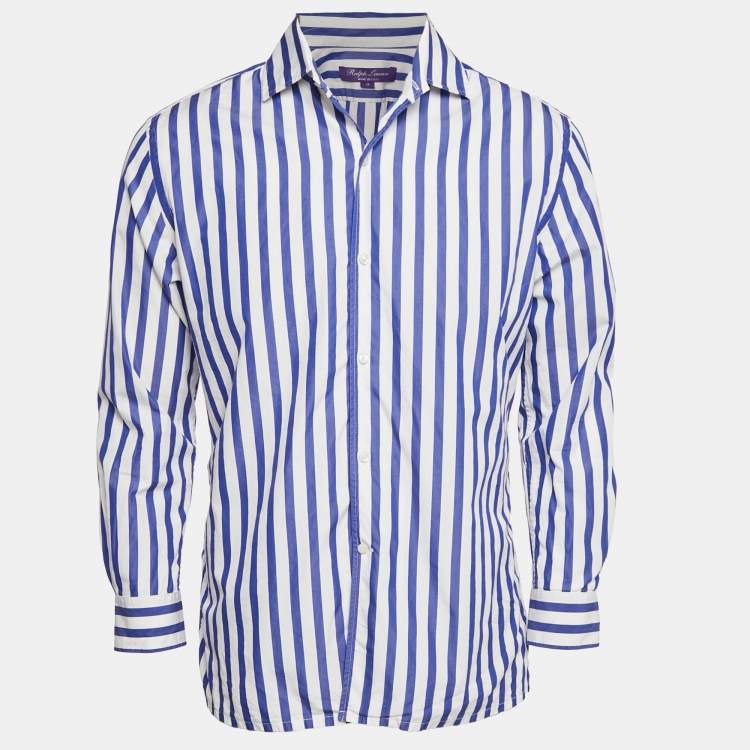 Pre Owned Ralph Lauren Blue/White Stripe Cotton Shirt L