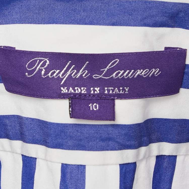 Pre Owned Ralph Lauren Blue/White Stripe Cotton Shirt L