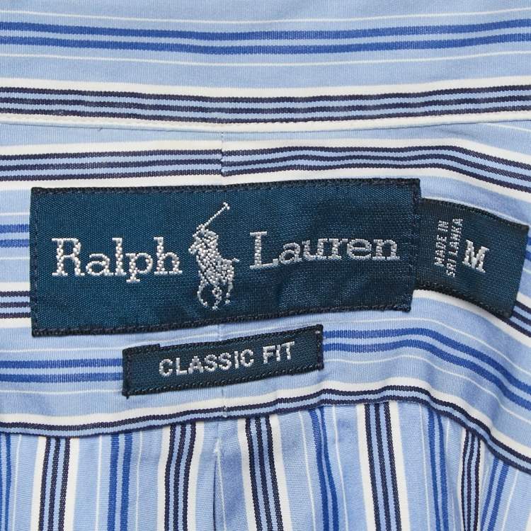 مملوكة مسبقًا Ralph Lauren Blue Striped Cotton Classic Fit Shirt M