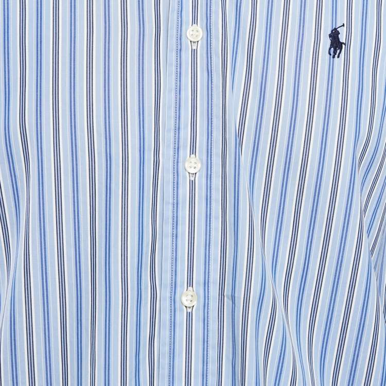 مملوكة مسبقًا Ralph Lauren Blue Striped Cotton Classic Fit Shirt M