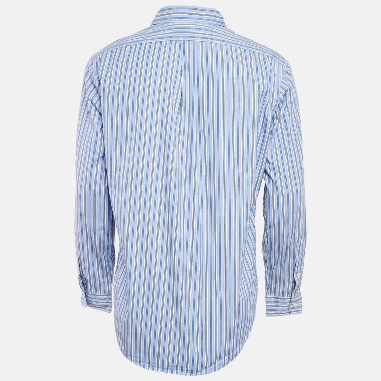 مملوكة مسبقًا Ralph Lauren Blue Striped Cotton Classic Fit Shirt M