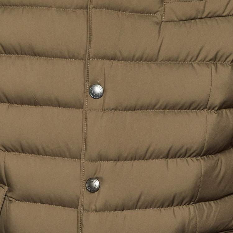 Pre Owned Ralph Lauren Olive Green Synthetic Quilted Down Jacket L