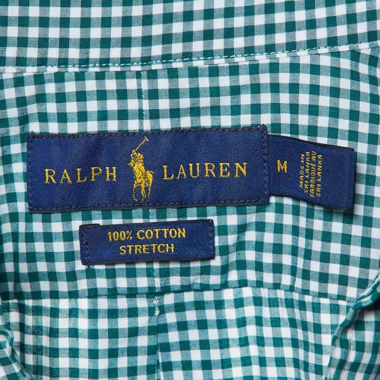 Pre Owned Ralph Lauren Green Gingham Cotton Button-Down Shirt M