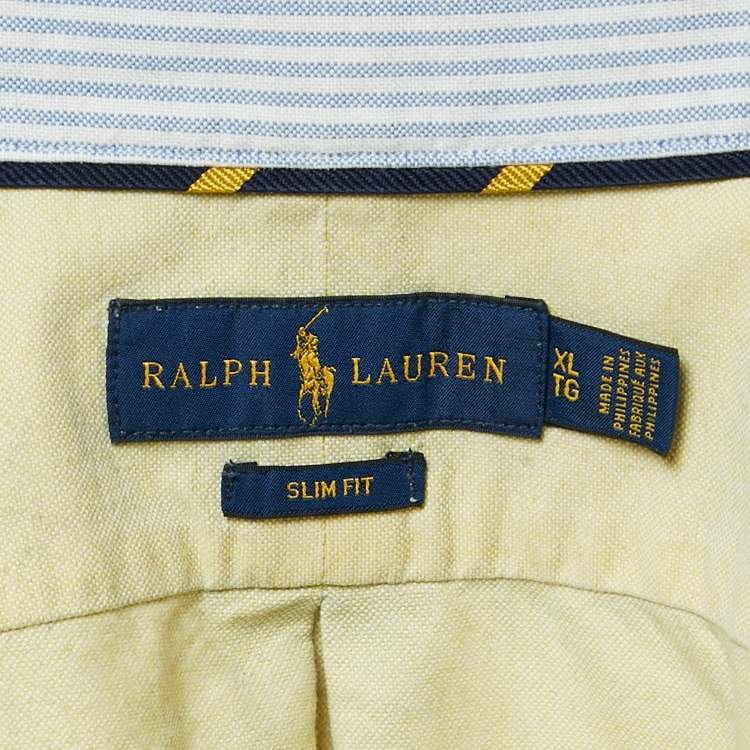 Pre Owned Ralph Lauren Light Green Cotton Slim Fit Shirt XL