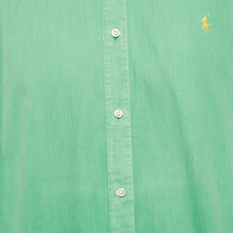 Pre Owned Ralph Lauren Green Cotton Button Front Full Sleeve Shirt XL