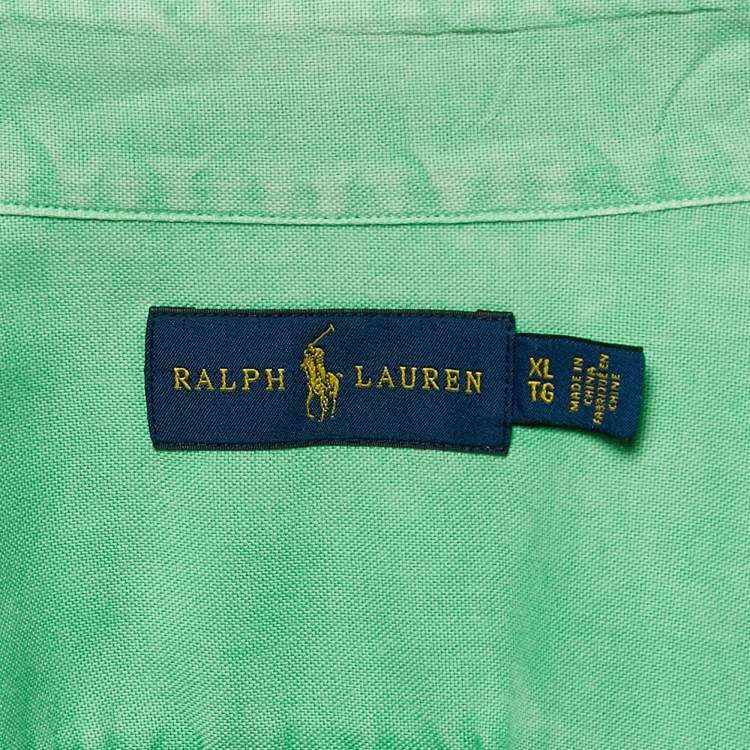 Pre Owned Ralph Lauren Green Cotton Button Front Full Sleeve Shirt XL