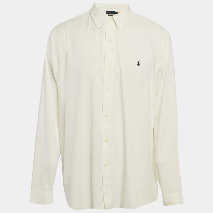 Pre Owned Ralph Lauren White Stretch Nylon Classic Fit Shirt XL