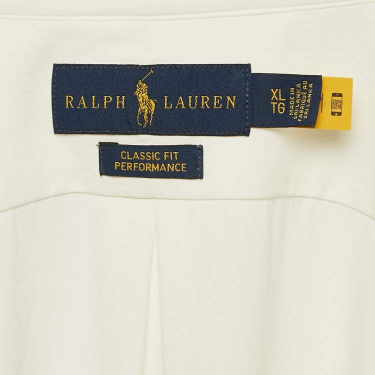 Pre Owned Ralph Lauren White Stretch Nylon Classic Fit Shirt XL
