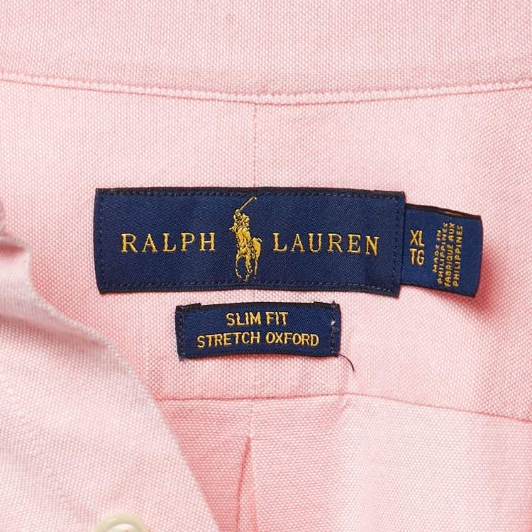مملوكة مسبقًا Ralph Lauren Pink Stretch Oxford Cotton Slim Fit Shirt XL